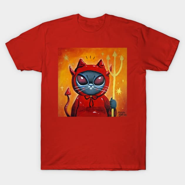 Li'l Devil Cat T-Shirt by mooneyesart